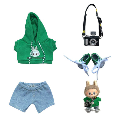 Labubu Doll Hoodie & Jeans Outfit Set with Accessories