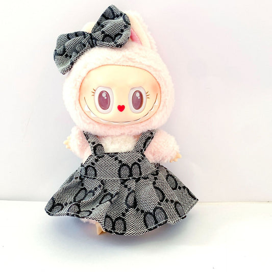 Labubu Doll Outfit - 17cm Party Clothes Set with Skirt, Suspenders & Accessories