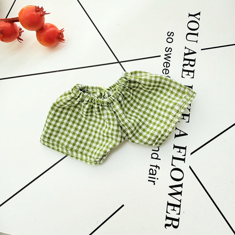 Clothes Only] 17cm Pendant Labubu Clothes Cat t Camellia Straw Hat Suit Labubu Doll Clothes