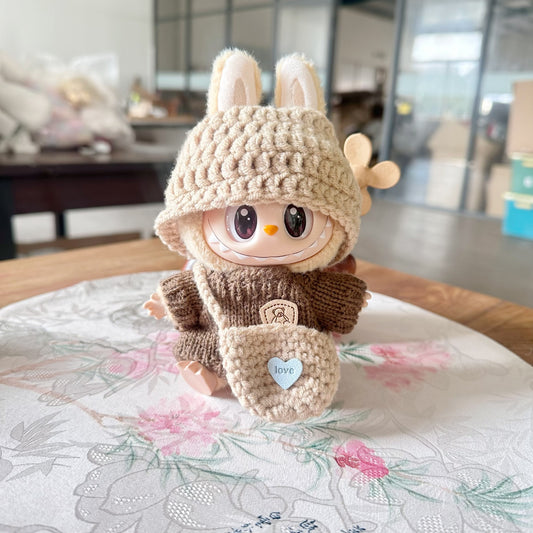 Only clothes] one or two generation blind box pull cloth universal doll LABUBU bear standard coffee sweater hat small bag suit