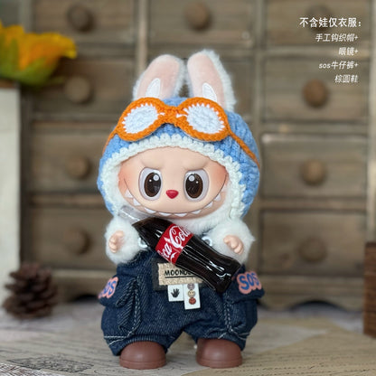 Labubu Doll Outfit - Blue Skirt & Hat for 17cm Labubu Doll
