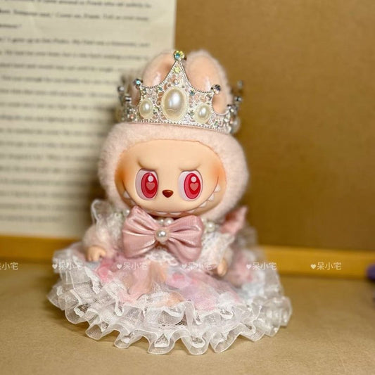 Labubu Doll Princess Crown Outfit for 1st-3rd Gen - Green & Pink