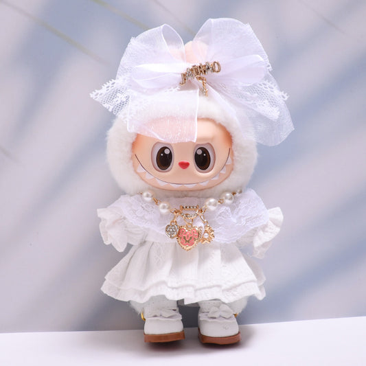 Only baby clothes] one or two generation pendant labubu clothes lace headdress small white skirt suit pull cloth baby clothes