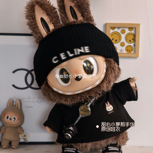 Labubu 58cm Doll Outfit - Woolen Hat, T-Shirt & Sneakers