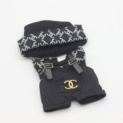 Labubu Doll Knitted T-Shirt & Overalls Outfit Set for 17cm Vinyl Doll