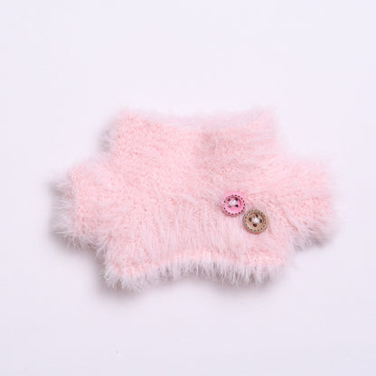 Labubu Doll Outfit - Furry Button Top & Denim Skirt/Jeans for 2nd Gen Pendant