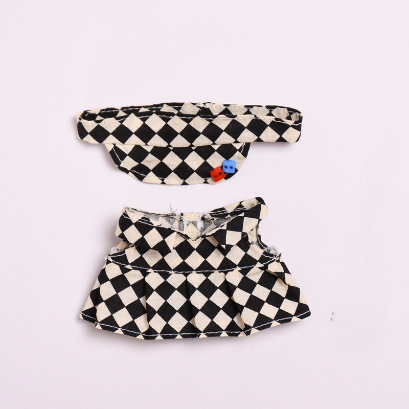 Only clothes] blind box pendant 17cm cloth clothes plaid tennis skirt suit vinyl labubu doll skirt