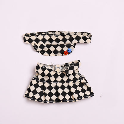 Only clothes] blind box pendant 17cm cloth clothes plaid tennis skirt suit vinyl labubu doll skirt