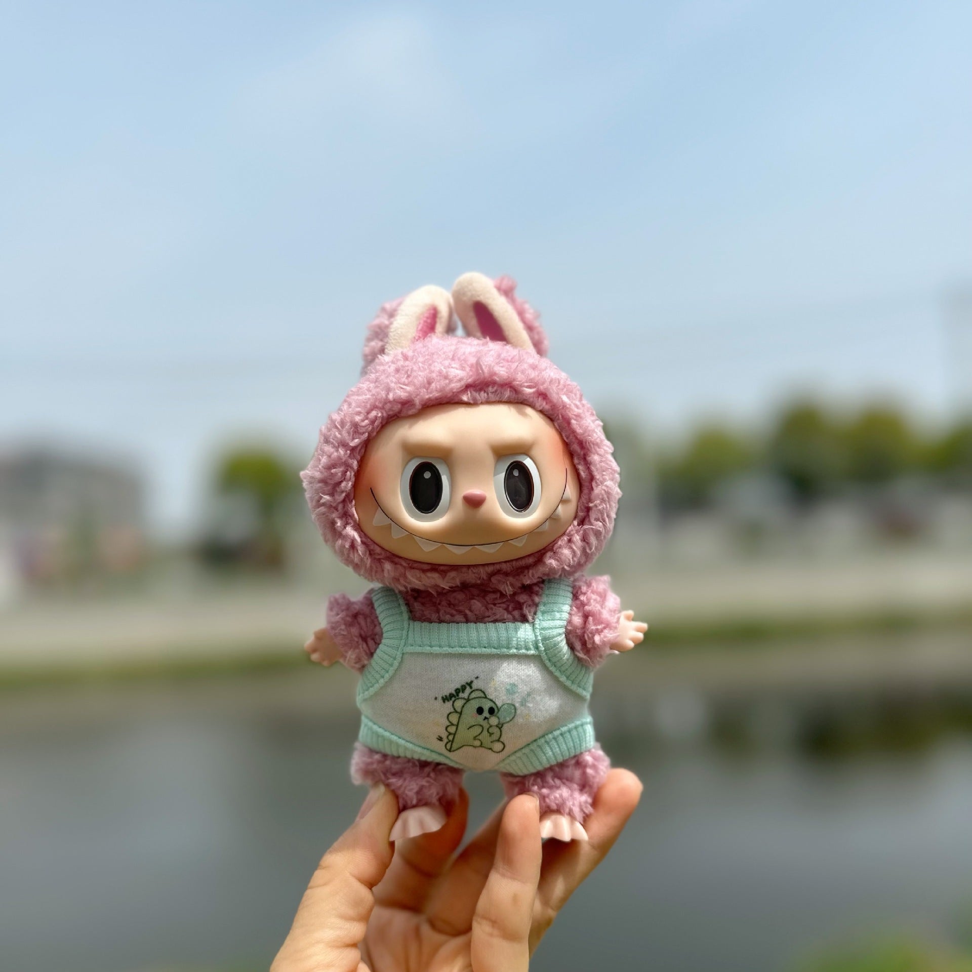 Clothes Only] Vinyl Rab Clothes 17CM Blind Box LABUBU Accessories for Piggy Shirt Bib Hat