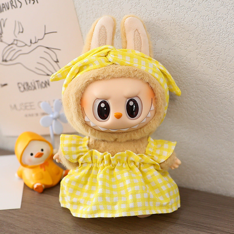 The first and second generation labubu labubu sit party vinyl doll blind box pendant doll clothes for wedding dress skirt