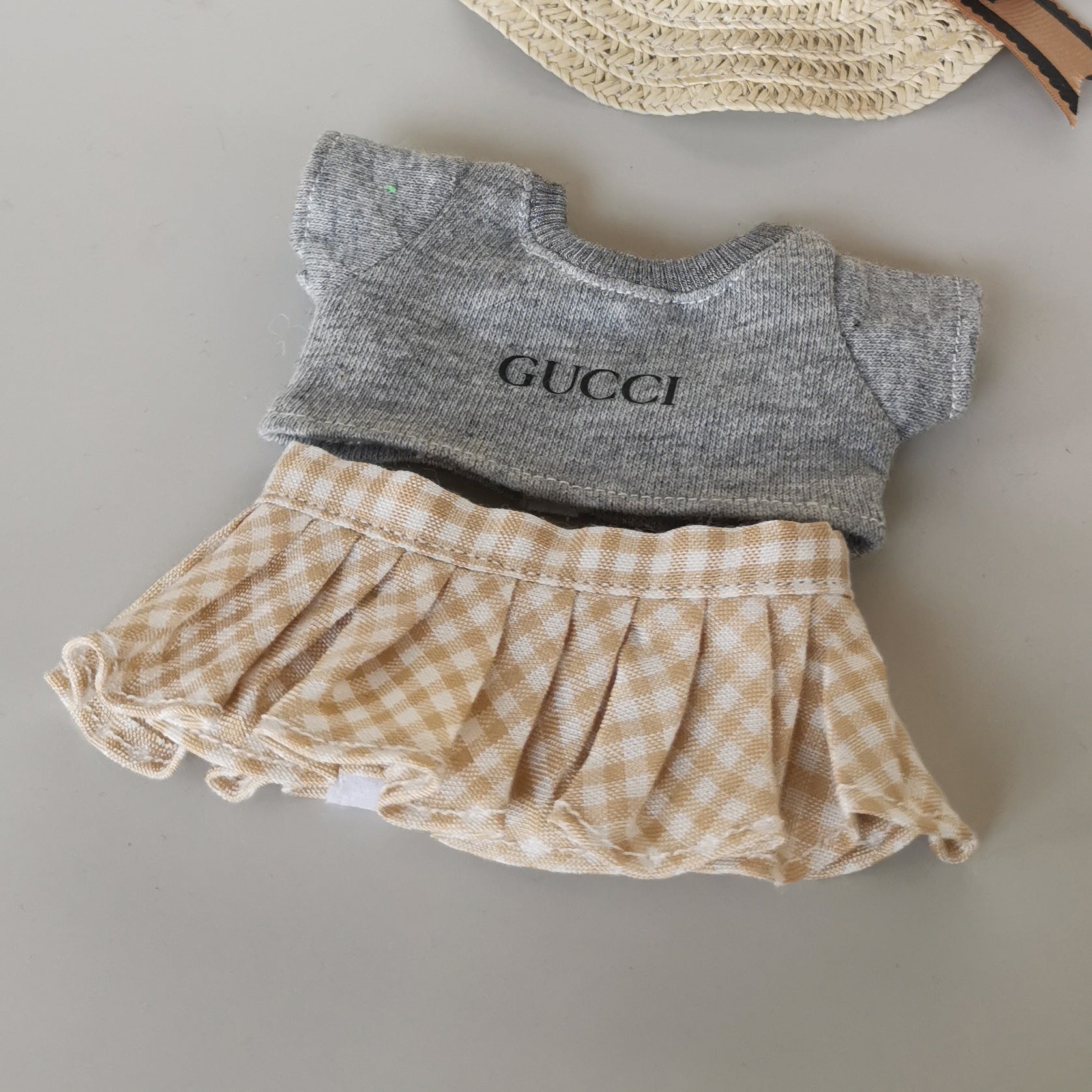 Labubu Blind Box Rags Clothes Chanel Strap Skirt T-shirt Printed T-suit Free Wear Clothes