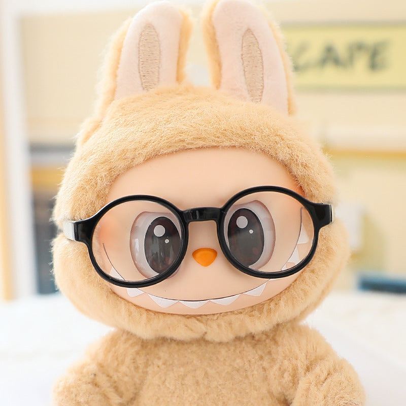 17cm Labubu Fisherman Hat Macaron Vinyl Face Labubu Doll Doll Triangle suit Glasses
