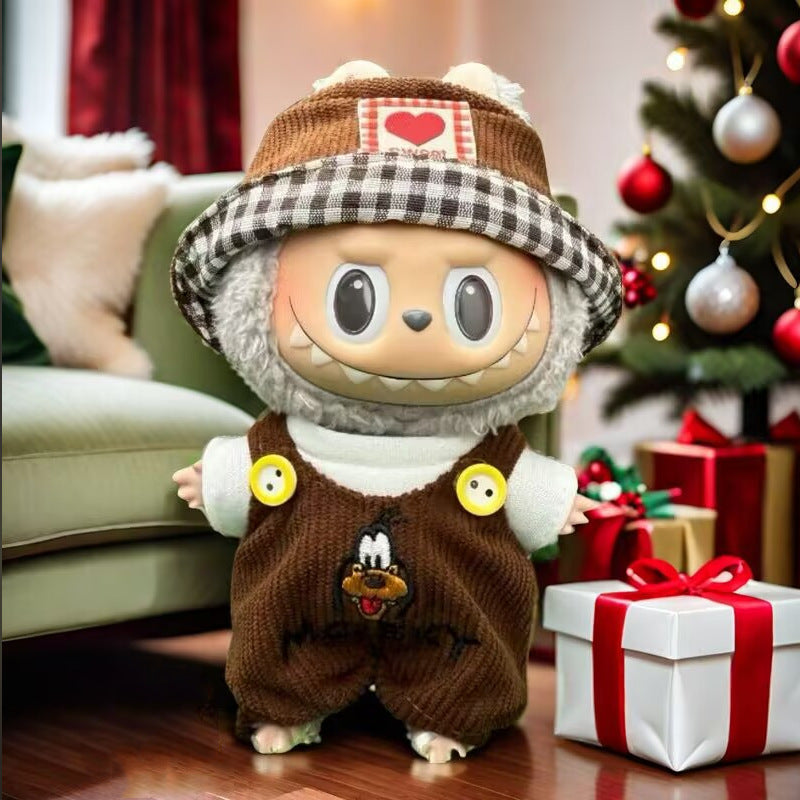 Wholesale labubu labubo doll clothes 17cm blind box pendant one or two generation vinyl doll replacement clothes suit
