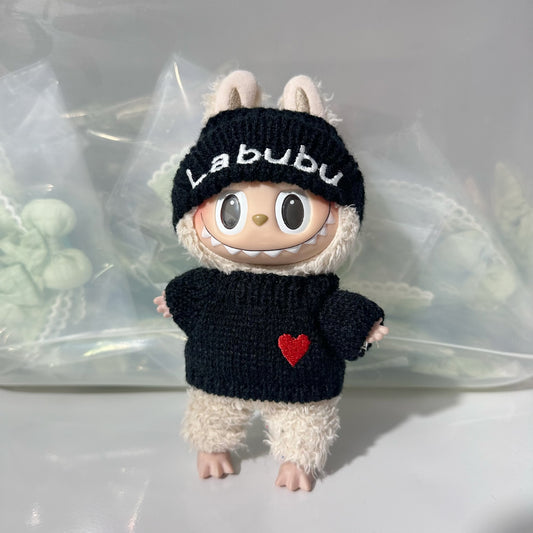 Only clothes] 17CM blind box pull cloth doll clothes pendant LABUBU for love sweater hat suit