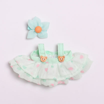 Only clothes] 17cm cloth pendant clothes bear wooden buckle gauze skirt labubu for cute baby dress skirt
