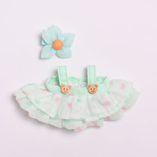 Only clothes] 17cm cloth pendant clothes bear wooden buckle gauze skirt labubu for cute baby dress skirt