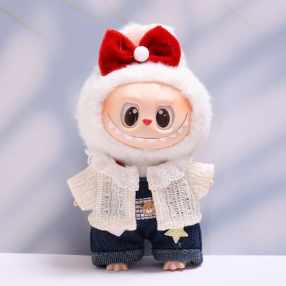 Only baby clothes] one or two generation pendant labubu clothes wool cardigan red skirt suit cloth baby clothes