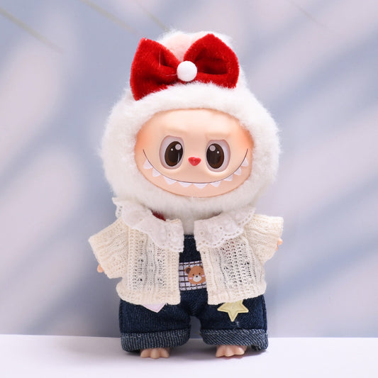Only baby clothes] one or two generation pendant labubu clothes wool cardigan red skirt suit cloth baby clothes