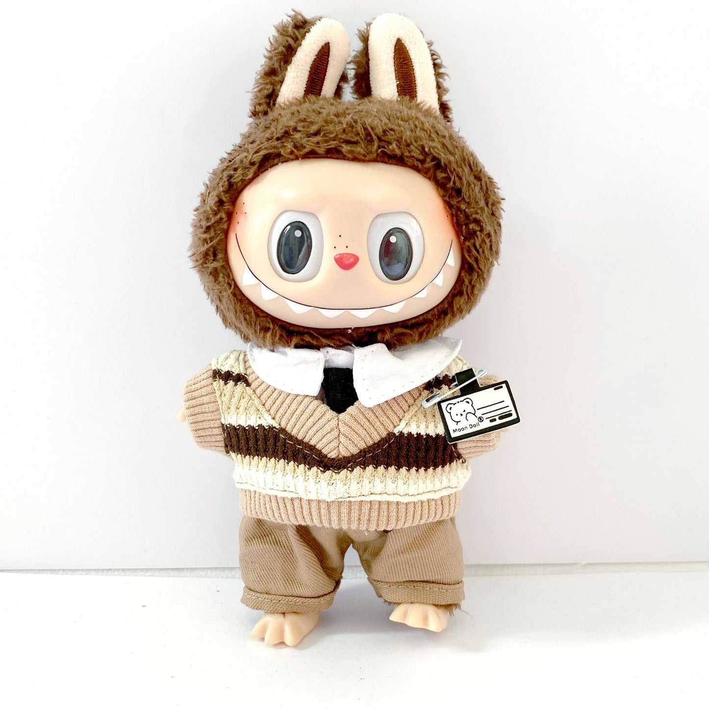17cm Plush Doll Pendant 10cm Cotton Doll Knitted Vest College Style Office Suit Workwear Doll Clothes