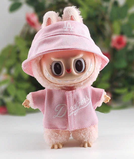 Labubu Doll Overalls Set - Pink, Blue, White & Black Outfits for 1st/2nd Gen Labubu