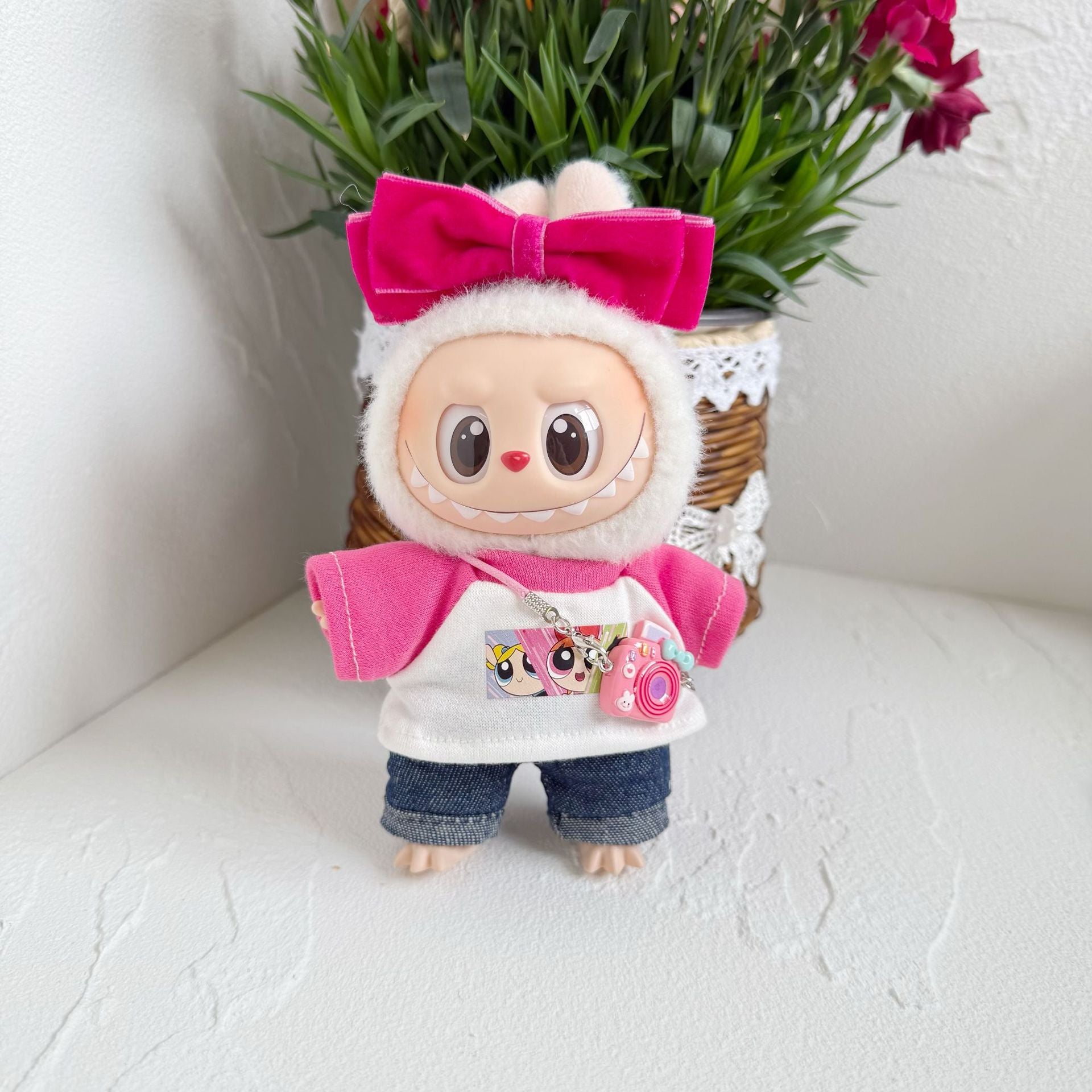Only clothes] 17cm rabubova clothes LABUBU blind box sit party one or two generation hairband pink girl