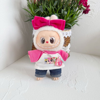 Only clothes] 17cm rabubova clothes LABUBU blind box sit party one or two generation hairband pink girl