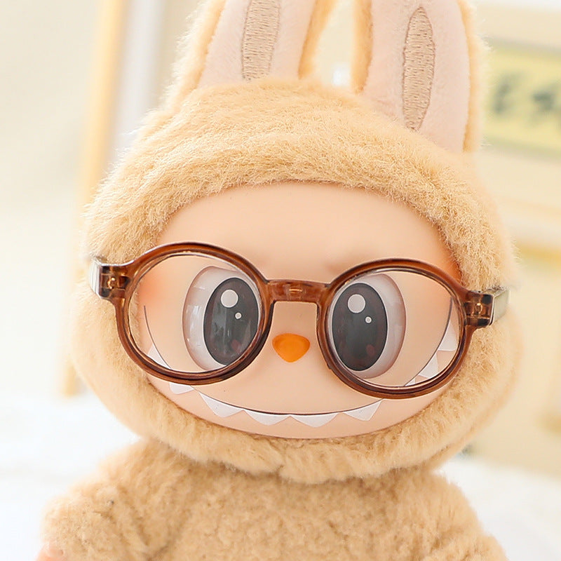 17cm Labubu Fisherman Hat Macaron Vinyl Face Labubu Doll Doll Triangle suit Glasses