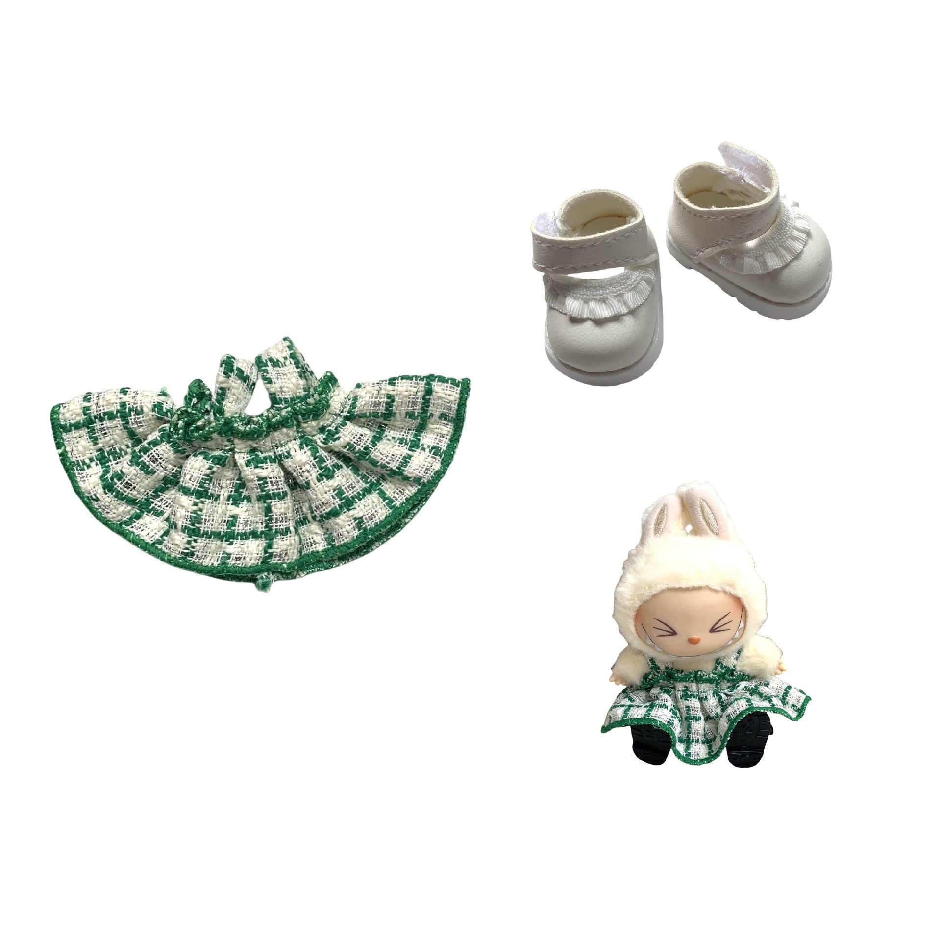Labubu Doll Chanel Style Strap Dress Outfit for 15/17cm Dolls