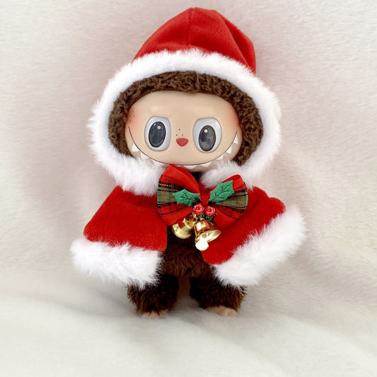 17cm Generation II Labubu Pendant Christmas Cloak Labubu Christmas Clothes Halloween Day Doll Clothes