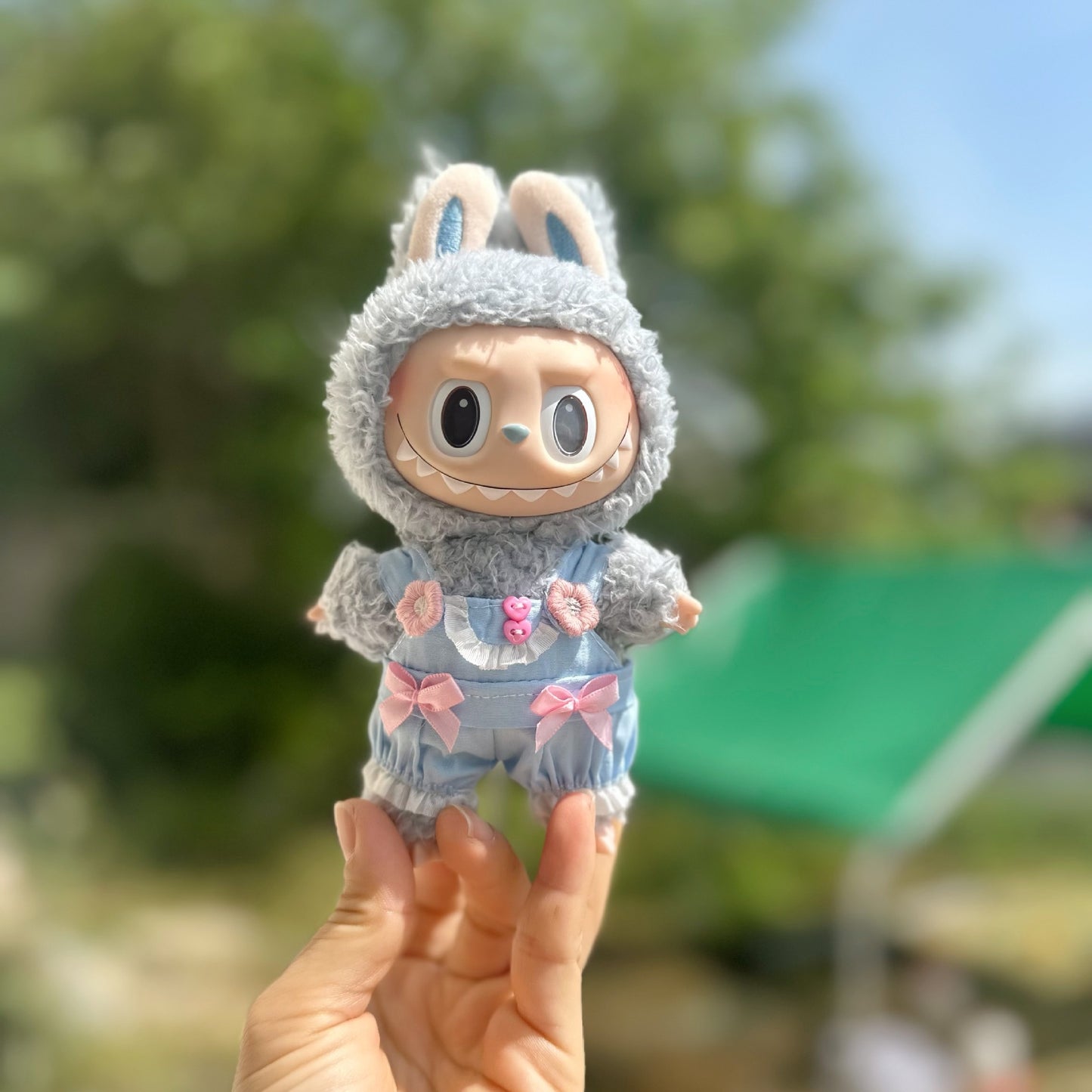 Only clothes] 17CM cloth cloth clothes key chain LABUBU small flower suspenders 10CM doll shoes accessories