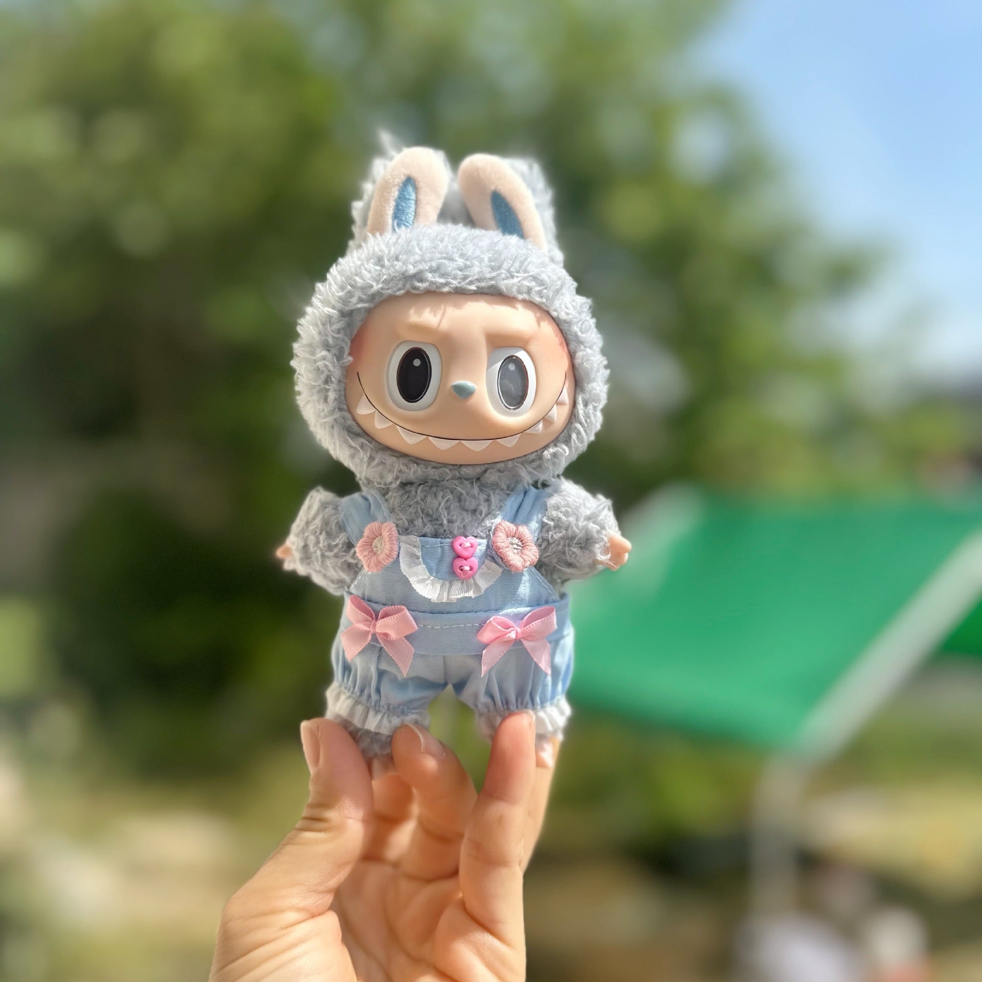 Only clothes] 17CM cloth cloth clothes key chain LABUBU small flower suspenders 10CM doll shoes accessories
