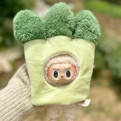Only clothes] 17CM Rab cloth headgear key chain LABUBU outside with French fries potato chips bread baby hat