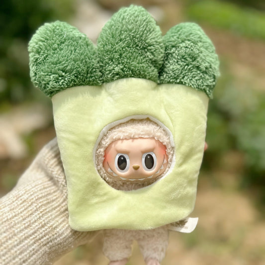 Only clothes] 17CM Rab cloth headgear key chain LABUBU outside with French fries potato chips bread baby hat