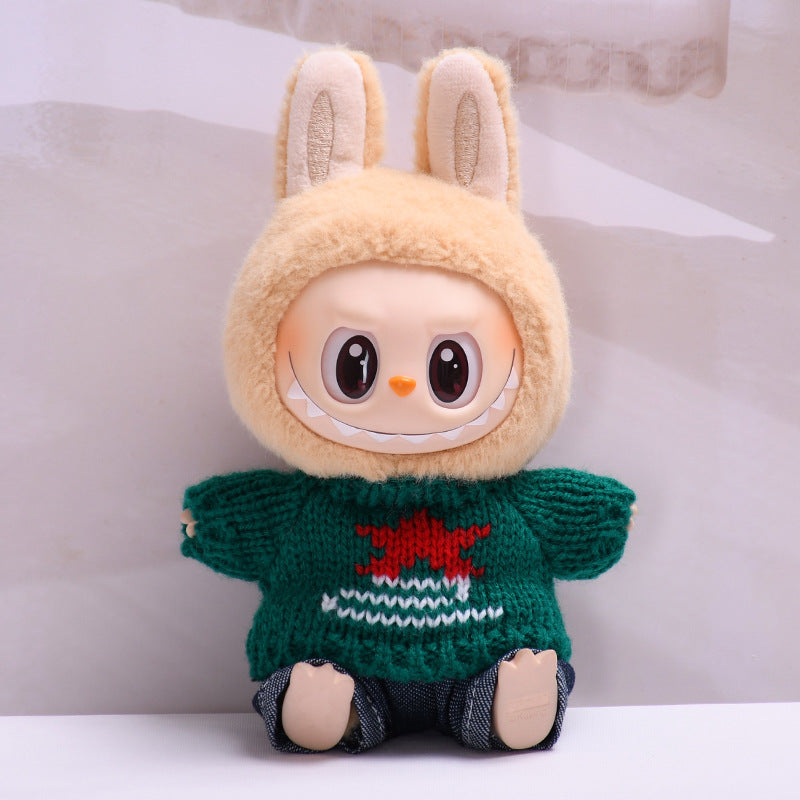 Labubu Doll Strawberry & Star Sweater Outfit for Pendant Dolls