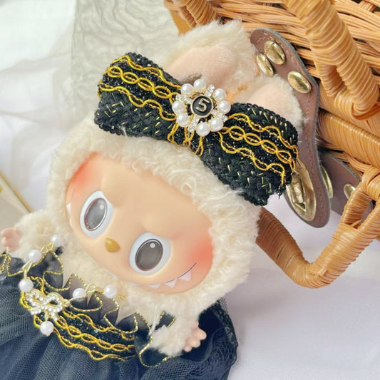 Labubu Doll Skirt Outfit with Necklace & Hair Accessories for 17cm Vinyl Doll