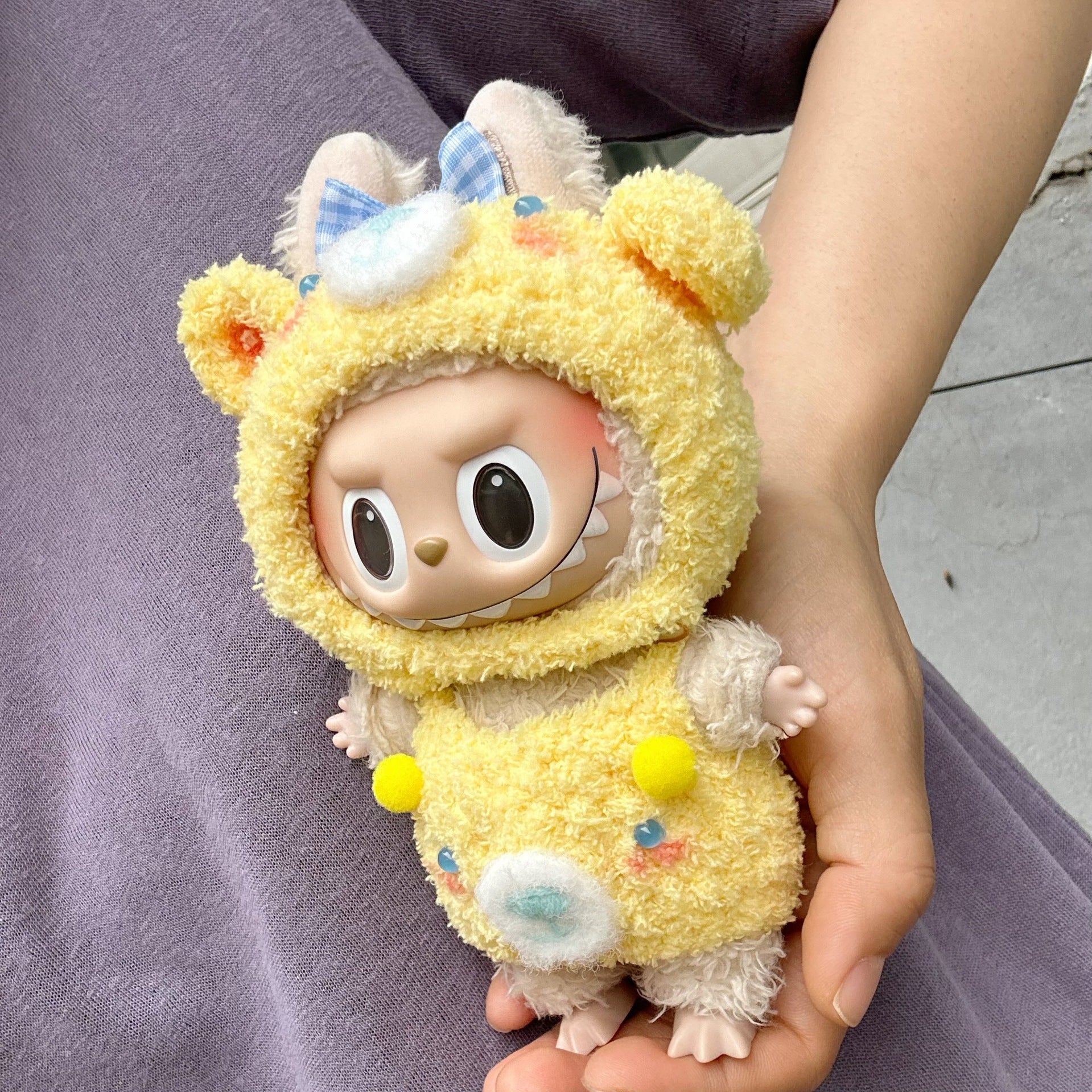 Only clothes] 17CM blind box cloth cloth handmade clothes yellow bow bear suit LABUBU