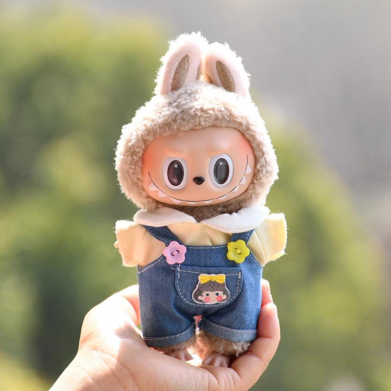 Only baby clothes] 17cm blind box cloth hanging clothes bear corduroy suspenders pants T-shirt key chain baby clothes