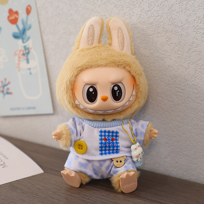 LABUBU Sitting Party Doll Rab Bub Macaron 2nd Generation Sitting Vinyl Doll Dress Dress for Dress