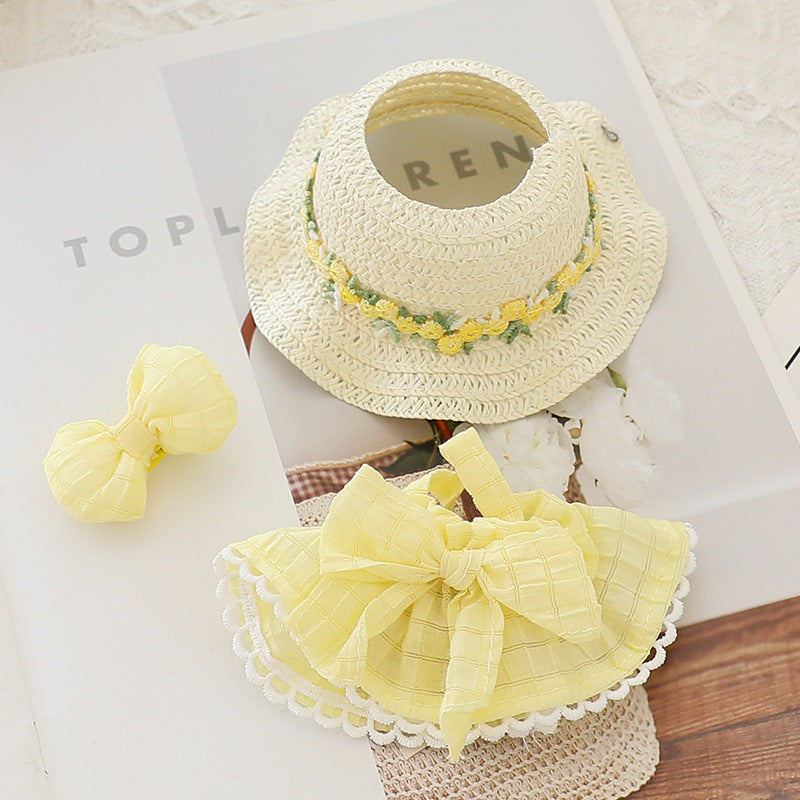 Generation II Blind Box Labubu Hanging Clothes Rab Cloth Sit Party Clothes Doll Summer Straw Hat Skirt