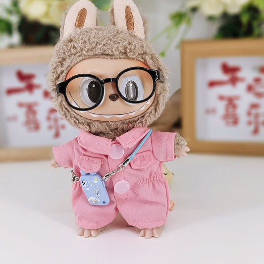 Labubu Doll Pink Jumpsuit Outfit with Accessories