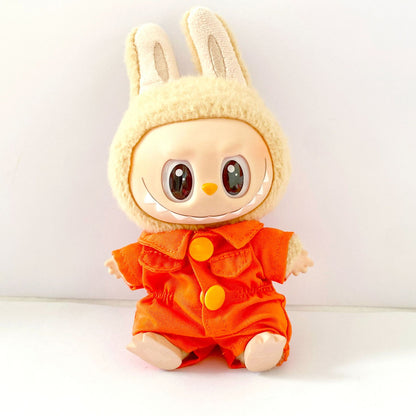Labubu 17cm Doll Cute Overalls Outfit - Pink, Orange, Green, Blue
