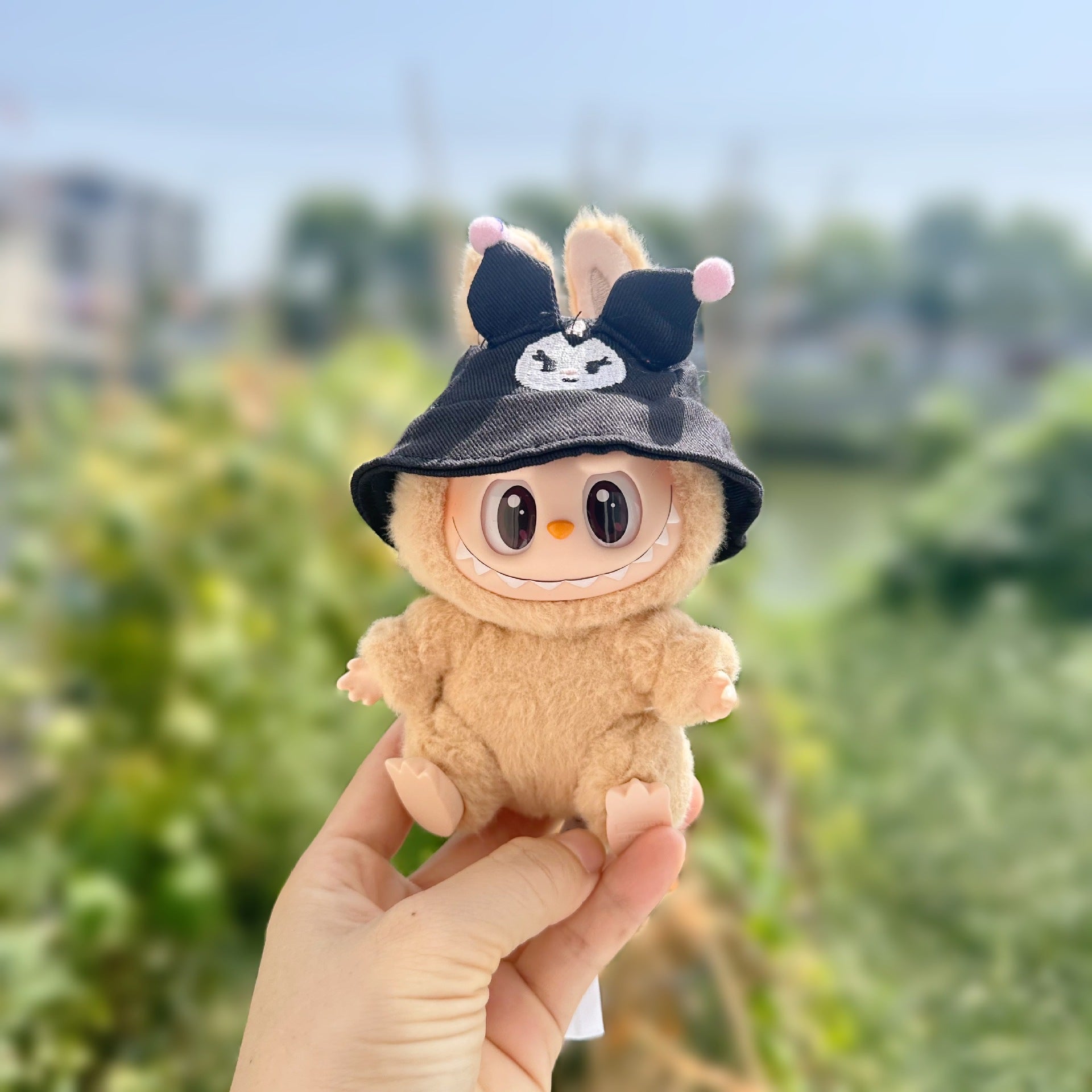 Clothes Only] Second Generation Blind Box Labubu Pendant Labubu Sit Party Plush Doll Clothes Cartoon Hat