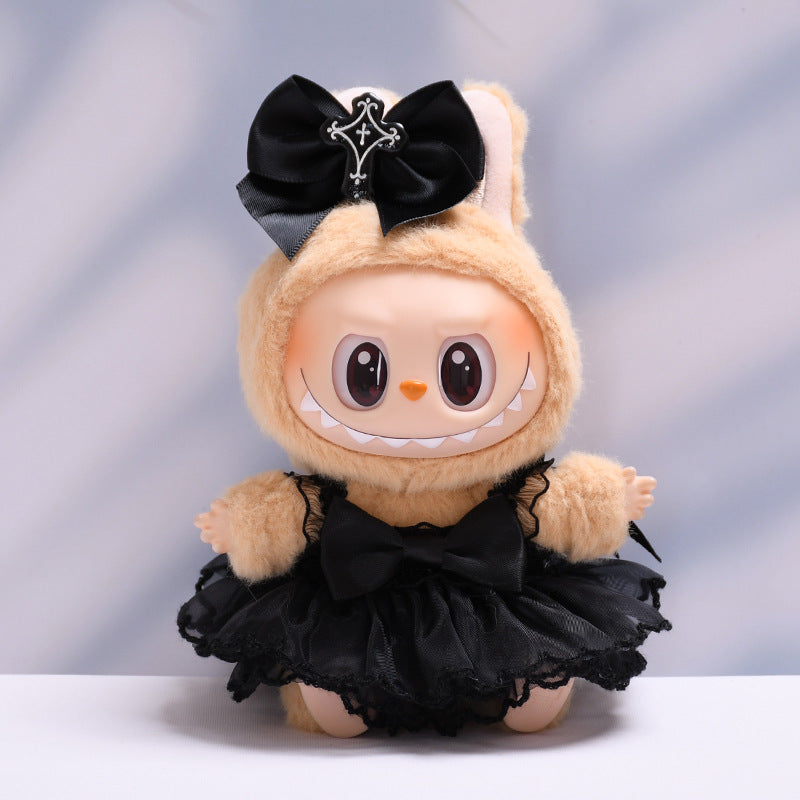 Only clothes] the first and second generation of blind box Labubu pendant clothes black devil wings skirt pull cloth doll clothes