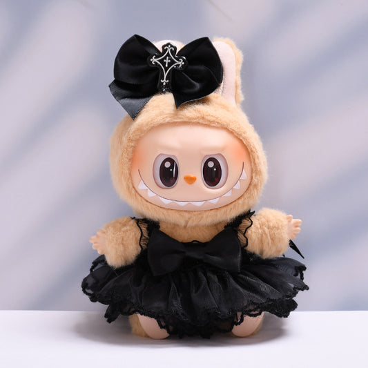 Only clothes] the first and second generation of blind box Labubu pendant clothes black devil wings skirt pull cloth doll clothes