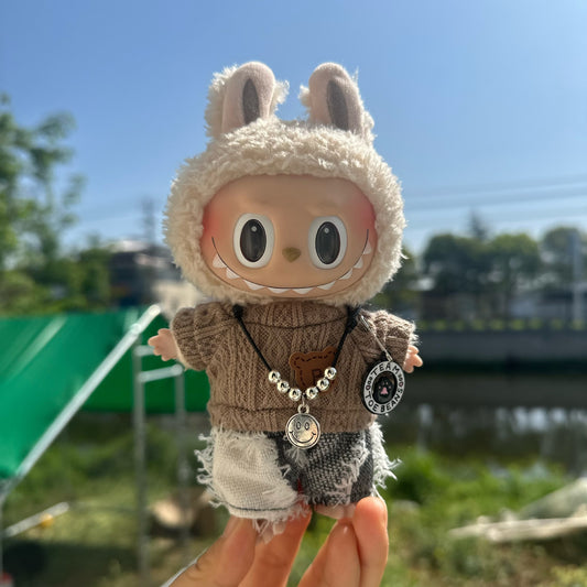 Only clothes] LABUBU doll 17CM key chain cloth cloth clothes Bailey suit pendant doll clothes full