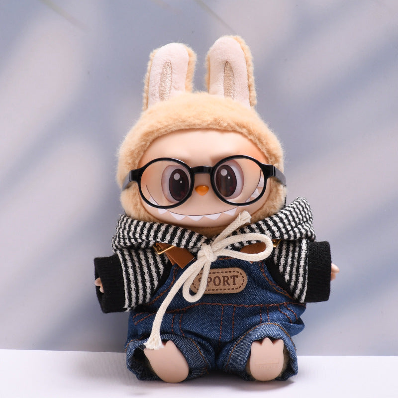Only baby clothes] one or two generation pendant labubu clothes Denim suspenders hooded suit cloth baby clothes