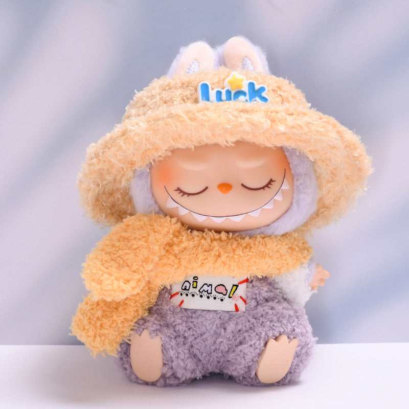 Labubu Doll Clothes - Plush Scarf & Crawling Outfit Set for 2nd Gen Pendant