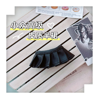 Labubu Doll Leather Jacket & Skirt Outfit for 17cm Vinyl Dolls