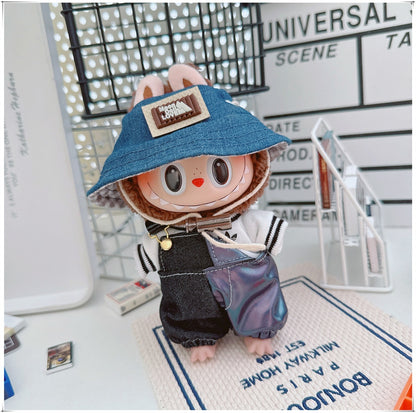 Labubu Doll Outfit - One Shoulder Cool Overalls & T-Shirt Set