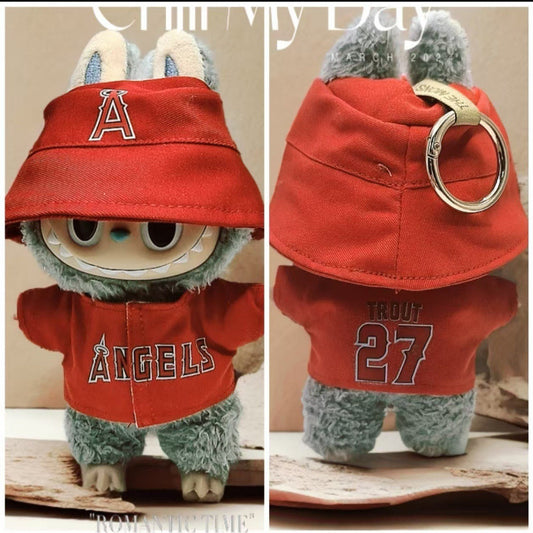 Labubu Doll Outfit - LA Angels 27 Jersey & T-Shirt Set